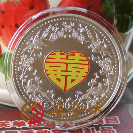百年好合銀章_ 銀幣制作 紀念幣制作 紀念章制作 制作紀念幣 定做銀幣 高浮雕 結(jié)婚祝壽