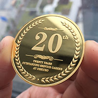 四川成都20周年金章_ 定做金章 金銀章定制 定制金銀章 定制金章 凹凸電子 1oz金章