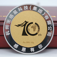 浙江杭州米絡星十周年銀鑲金紀念章_ 定制金章 金章制作 定制紀念章